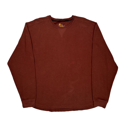 Carhartt Long Sleeve T-Shirt - 2XL Brown Cotton