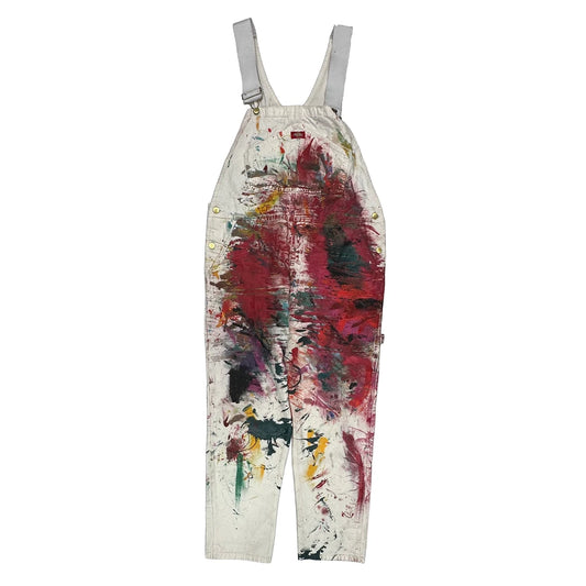 Painted Dickies Dungarees - 34W 34L White Cotton