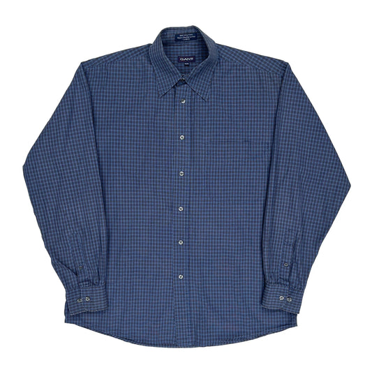Vintage Gant Checked Shirt - Medium Blue Cotton