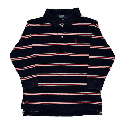 Vintage Age 24 Months Polo By Ralph Lauren Striped Polo Shirt - 2XS Navy Cotton