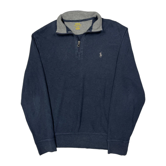 Polo By Ralph Lauren Collared 1/4 Zip - Medium Blue Cotton