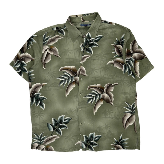 Croft & Barrow Floral Hawaiian Shirt - Large Green Polyester