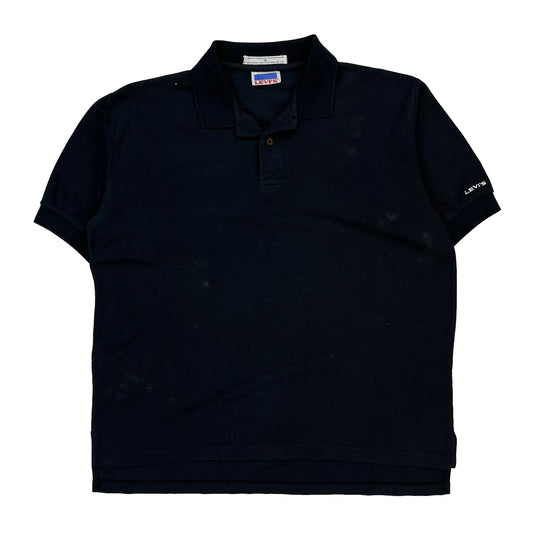 1980S Levis Polo Shirt - XL Black Cotton