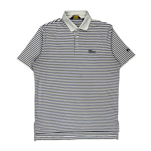 Ralph Lauren Striped Polo Shirt - Large Blue Cotton