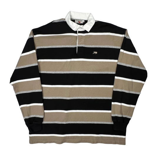 Perlis Striped Rugby Shirt - XL Black Cotton