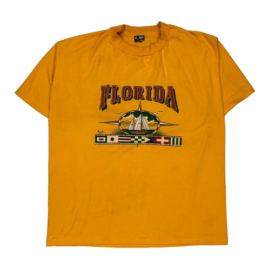 Made In USA Single Stitch Anvil Graphic T-Shirt - XL Yellow Cotton