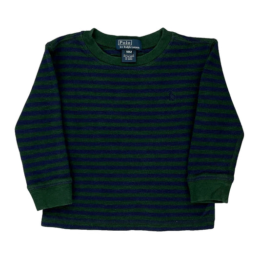 Age 18M Polo By Ralph Lauren Striped Long Sleeve T-Shirt - XS Blue Cotton