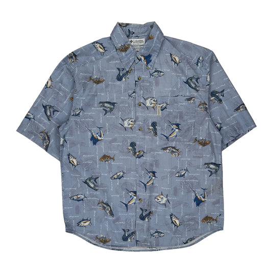 Columbia Short Sleeve Shirt - Medium Blue Cotton