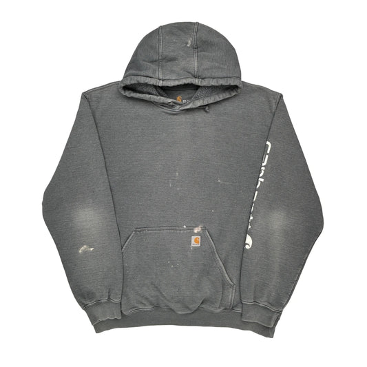 Carhartt Spellout Hoodie - 2XL Grey Cotton Blend