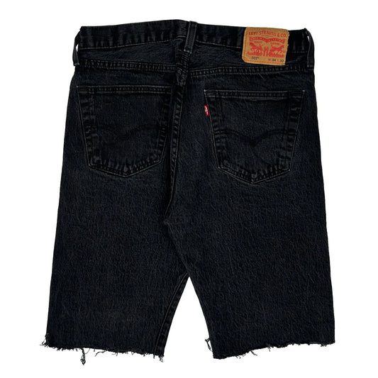 Vintage Levis Cut Off Denim Shorts - 34W 11L Black Denim