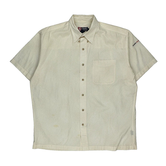 Chaps Ralph Lauren Polka Dot Short Sleeve Shirt - Large Cream Cotton