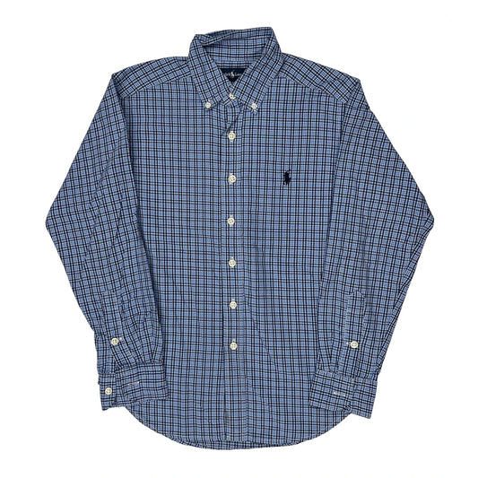 Age 8-10 Ralph Lauren Checked Patterned Shirt - Small Blue Cotton