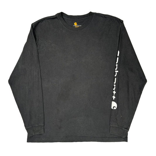 Carhartt Long Sleeve T-Shirt - Large Black Cotton