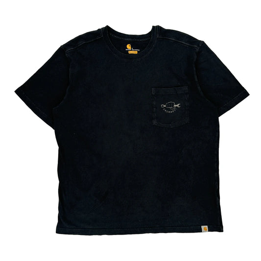 Crafted By Hand Carhartt Graphic T-Shirt - Large Black Cotton