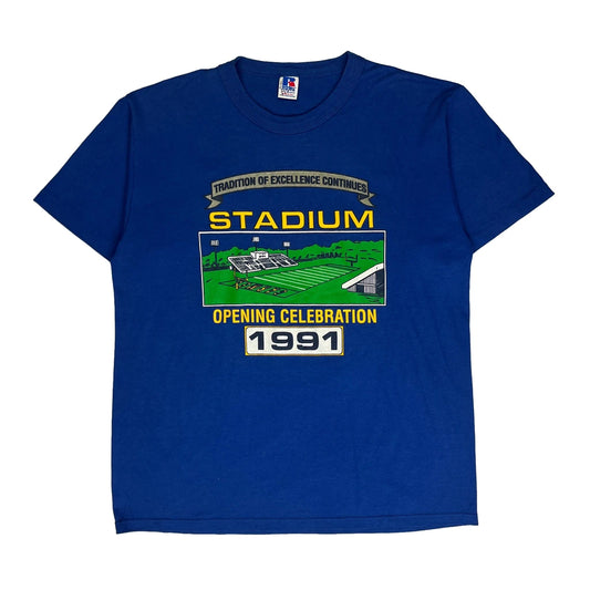 Carmel Football Russell Athletic Graphic T-Shirt - Large Blue Cotton