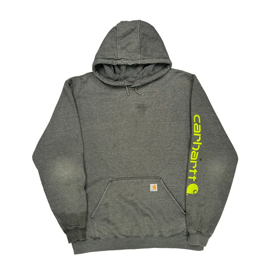 Carhartt Spellout Hoodie - XL Grey Cotton Blend