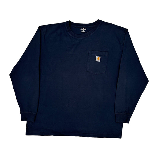 Carhartt Long Sleeve T-Shirt - XL Navy Cotton