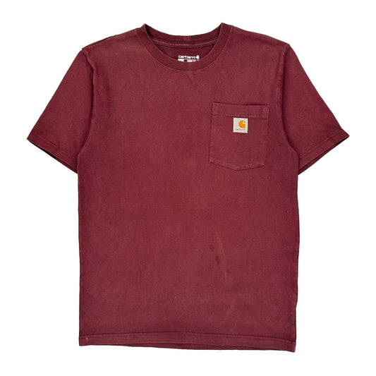 Carhartt T-Shirt - Small Burgundy Cotton