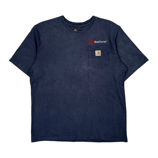 Xcel Energy Logo Carhartt T-Shirt - Large Blue Cotton