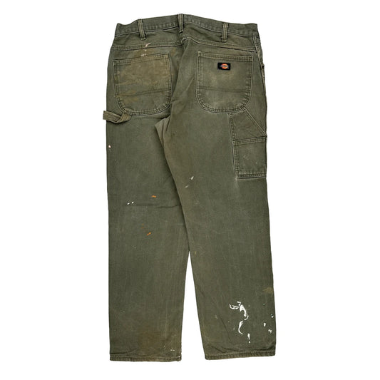Dickies Carpenter Trousers - 34W 30L Green Cotton