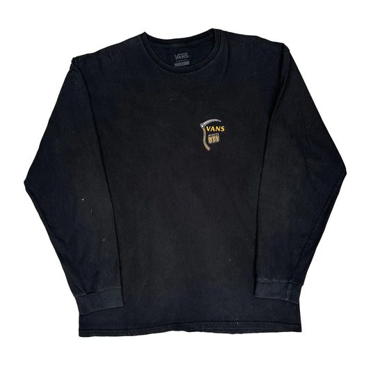 Vintage Vans Graphic Long Sleeve T-Shirt - Large Black Cotton