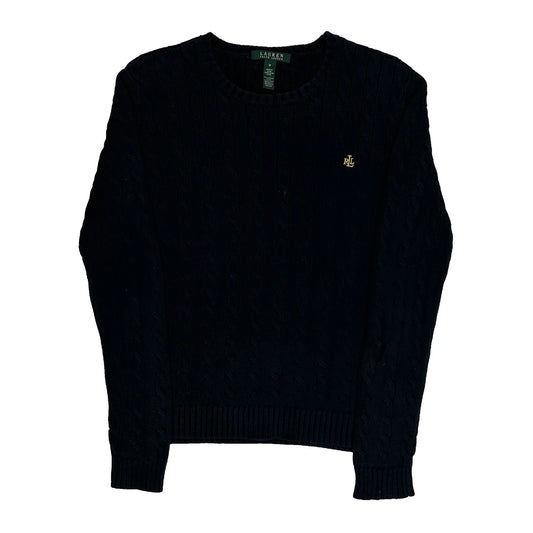 Ralph Lauren Cable Knit Top - Medium Black Cotton