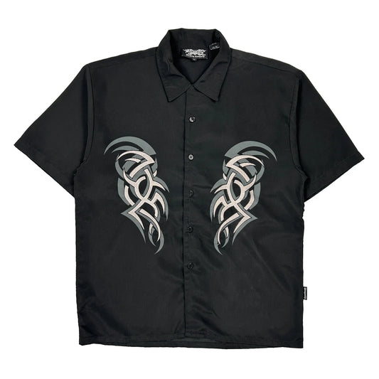 Dragonfly Graphic Short Sleeve Shirt - Large Black Cotton