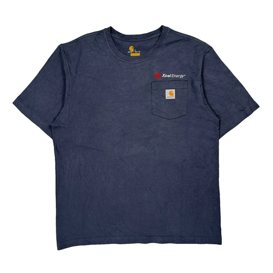 Xcel Energy Logo Carhartt T-Shirt - Large Blue Cotton