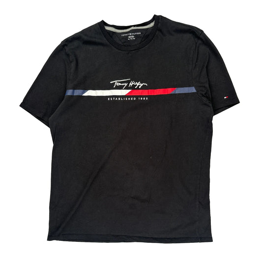 Tommy Hilfiger Striped T-Shirt - XL Black Cotton