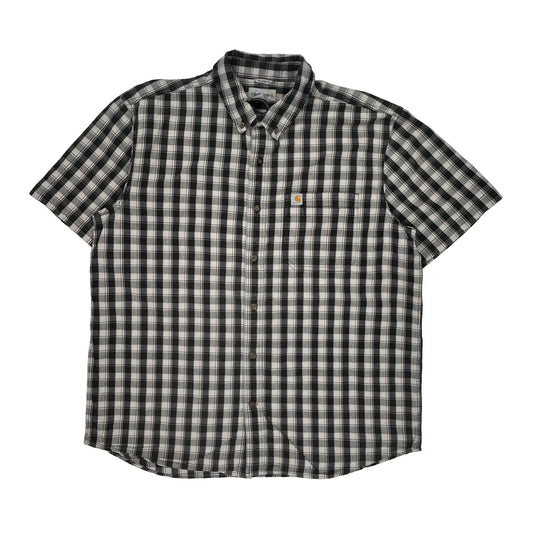 Carhartt Checked Short Sleeve Shirt - XL Black & White Cotton