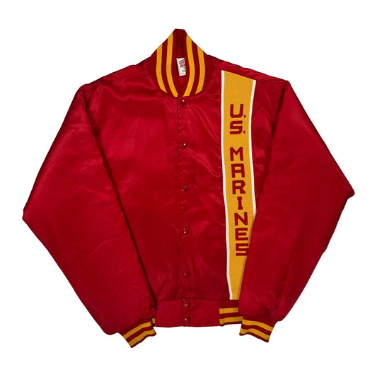 80S 90S Made In USA U.S. Marines Soffe Varsity Jacket - Large Red Polyester