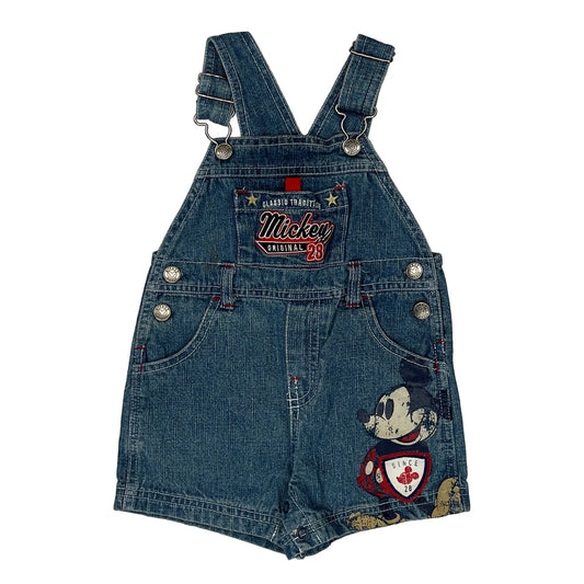 Age 12 Mickey Cartoon Dungarees - Medium Light Wash Cotton