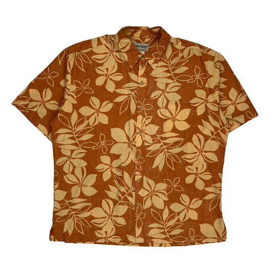 Cooke Street Floral Hawaiian Shirt - XL Brown Cotton