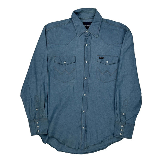 Wrangler Denim Shirt - Large Blue Cotton
