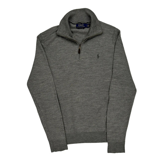 Polo By Ralph Lauren 1/4 Zip - Large Grey Merino Wool