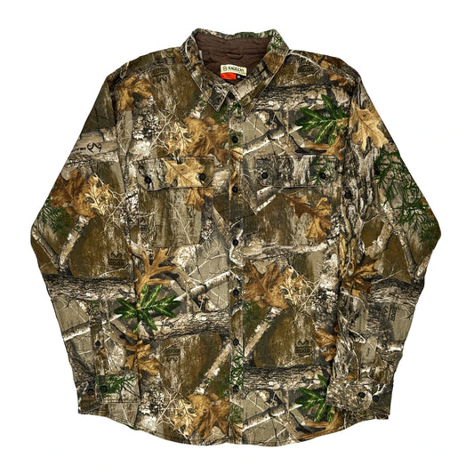 Vintage Magellan Camo Flannel Shirt - XL Green Cotton