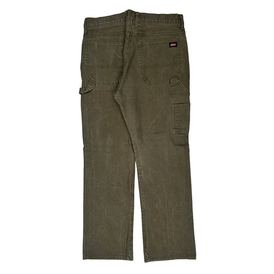 Dickies Double Knee Carpenter Trousers - 36W 31L Green Cotton