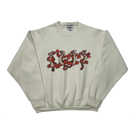 Tigger Disney Cartoon Sweatshirt - XL Cream Cotton