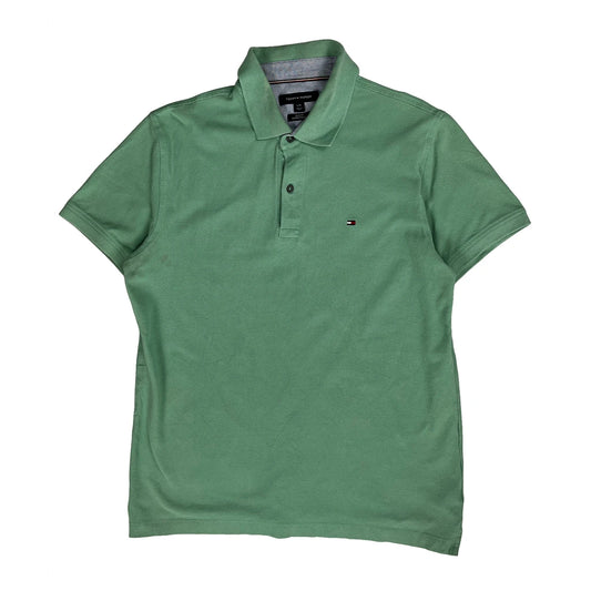 Vintage Tommy Hilfiger Slim Fit Polo Shirt - Large Green Cotton
