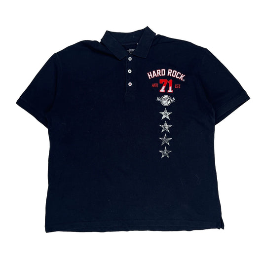 Playa Del Carmen Hard Rock Cafe Polo Shirt - 2XL Black Cotton