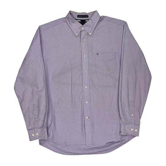 Graduate End-On-End Tommy Hilfiger Shirt - Large Purple Cotton
