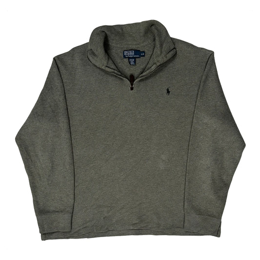 Polo By Ralph Lauren 1/4 Zip - Large Grey Cotton