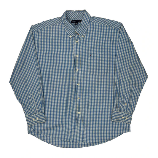 Vintage Tommy Hilfiger Checked Shirt - XL Blue Cotton