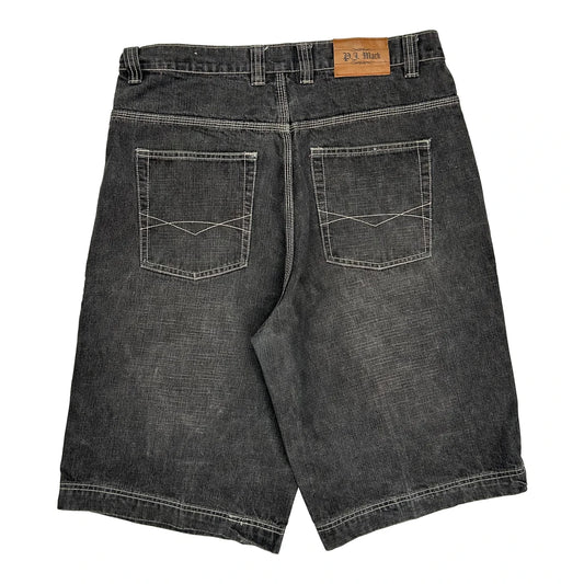 Pj Mark Baggy Denim Shorts - 36W 11L Grey Cotton