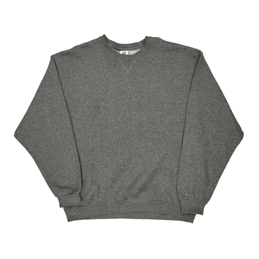 90S Blank Russell Athletic Sweatshirt - XL Grey Cotton Blend