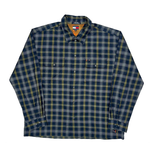 Tommy Jeans Checked Shirt - 2XL Blue Polyester Blend
