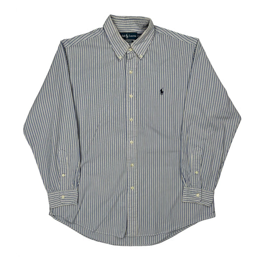 Ralph Lauren Striped Shirt - Large Blue Cotton