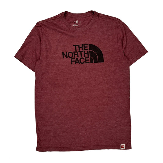 Vintage The North Face T-Shirt - Large Burgundy Polyester Blend