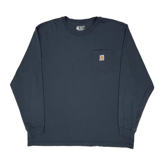 Carhartt Long Sleeve T-Shirt - XL Blue Cotton