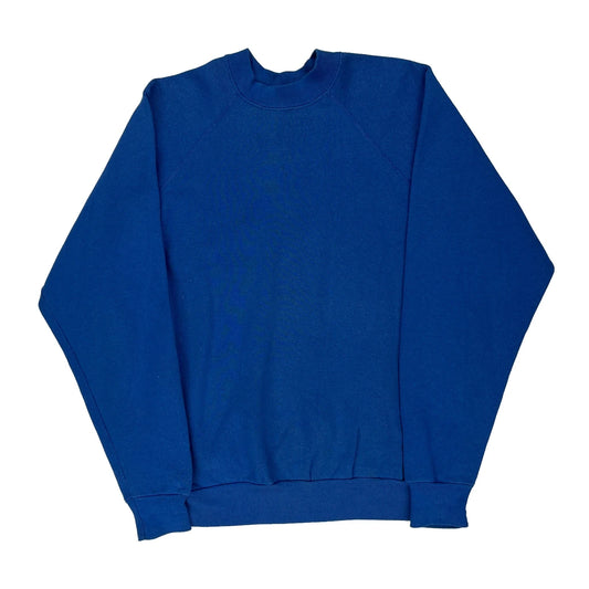 90S Blank Made In USA Players Member Club Sweatshirt - Large Blue Cotton